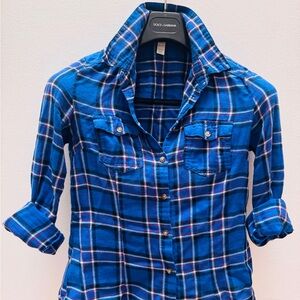 Ambon Apparel. Blue and White Plaid Shirt